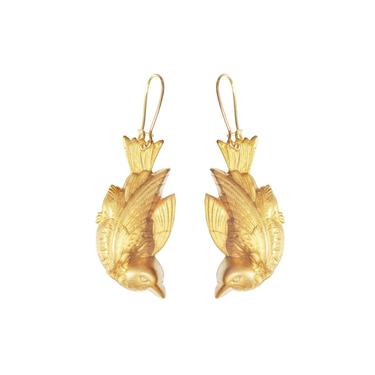We Dream In Colour Gold Bird Earrings