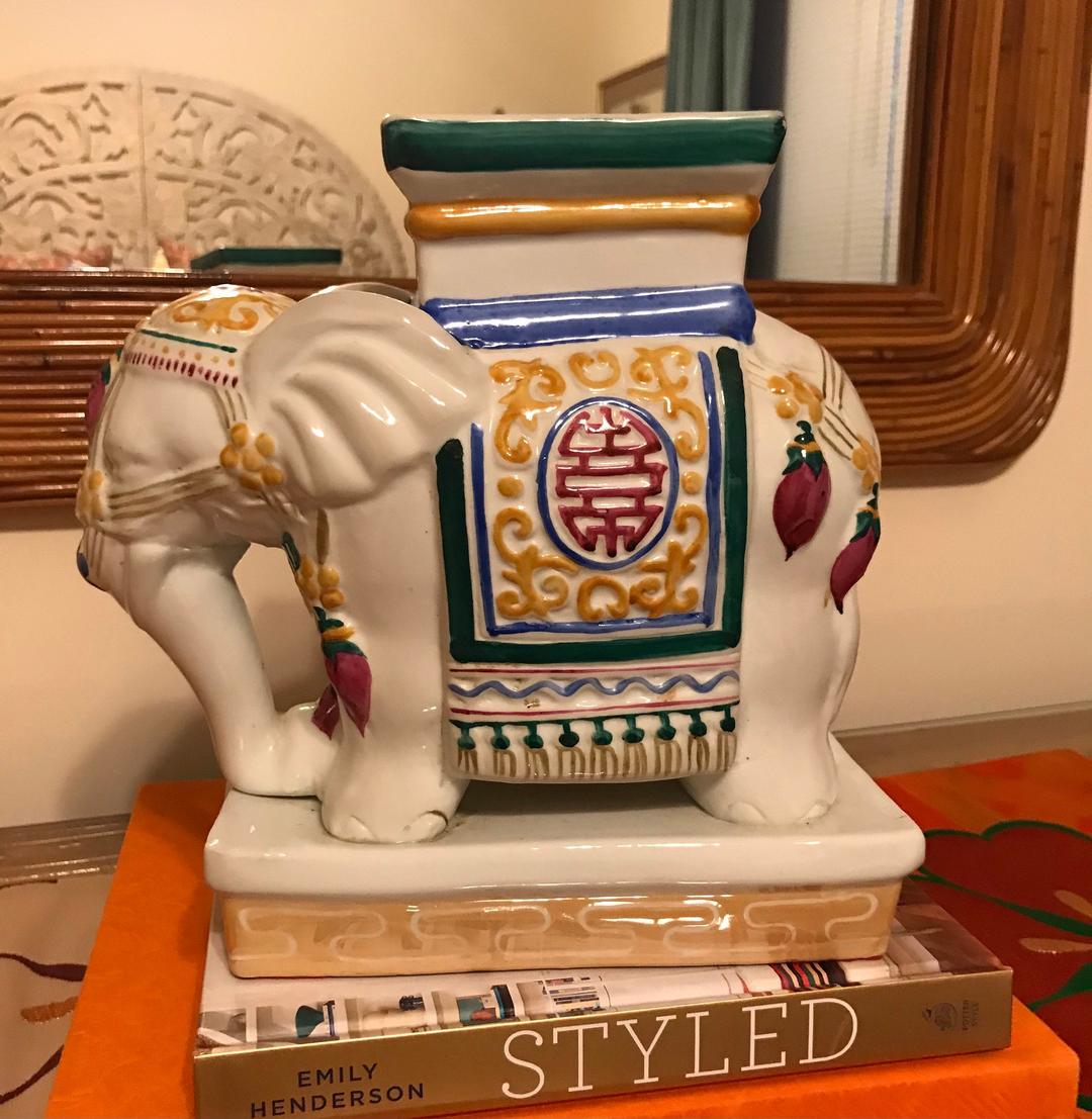 Vintage elephant plant stand / figurine Holbrook Bazaar Atlanta, GA