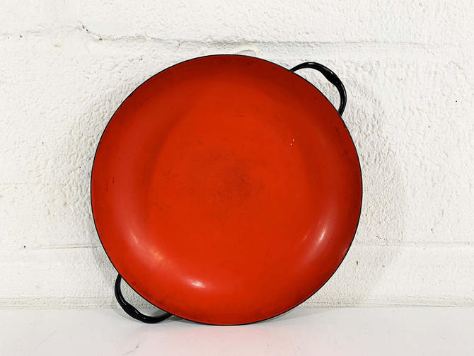 Vintage Enamel Pan Set of 3 Retro Enameled Paella Pan Red 