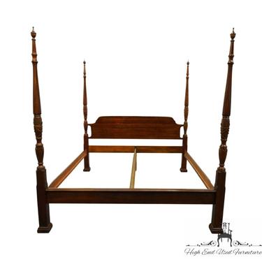 CRESENT FURNITURE Solid Cherry Traditional Style King Size Four Poster Rice Carved Bed 2275 