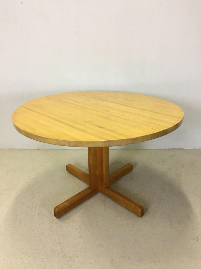 Mid Century Eastern Butcher. Block Round Pedestal Dining Table Retrocraft Design Concord, MA