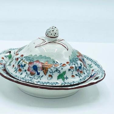 Vintge Covered Butter Paddy Dish- Small Floral Design   4.5&amp;quot;- Great Condition 