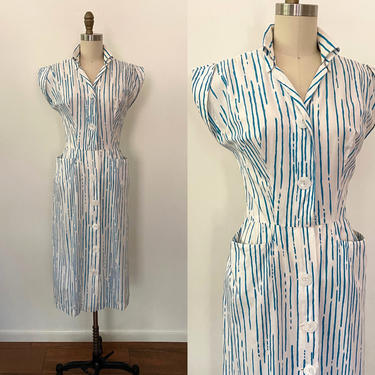 Vintage 1950s Cotton Dress 50s Shaheen Summer Wiggle Hawaiian Dress Made in Hawaii 