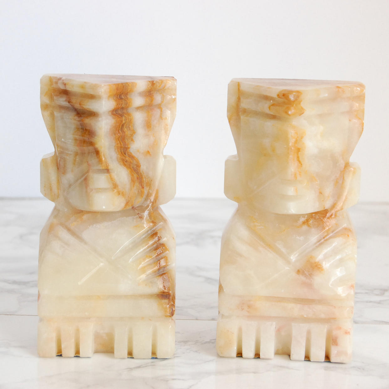Vintage Marble Aztec Bookends - Carved Stone Bookends | Pursuing ...