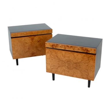 Burl + Black Lacquer Nightstands