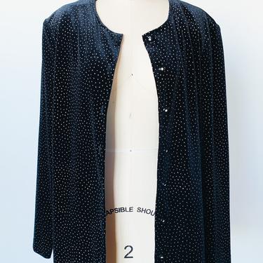 Velvet Stippled Glitter Button up Top, sz. L