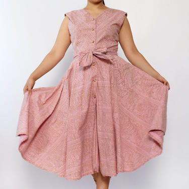 Bronzed Rose Cotton Flare Dress L