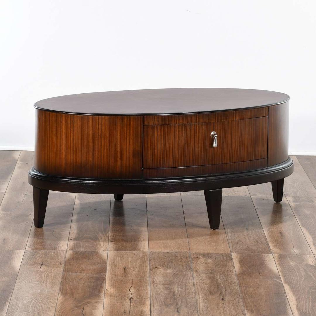 Schnadig Contemporary Oval Coffee Table W Storage | Loveseat (Los ...