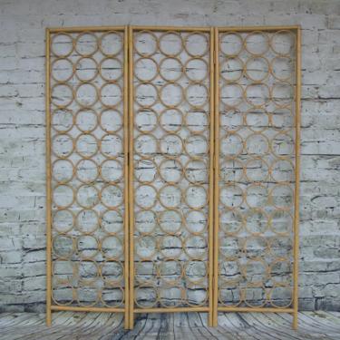 SHIPPING NOT FREE!!! Vintage  Room Divider/Bamboo Room Divider/Screen/ Headboard/Wall Art in light yellow color 