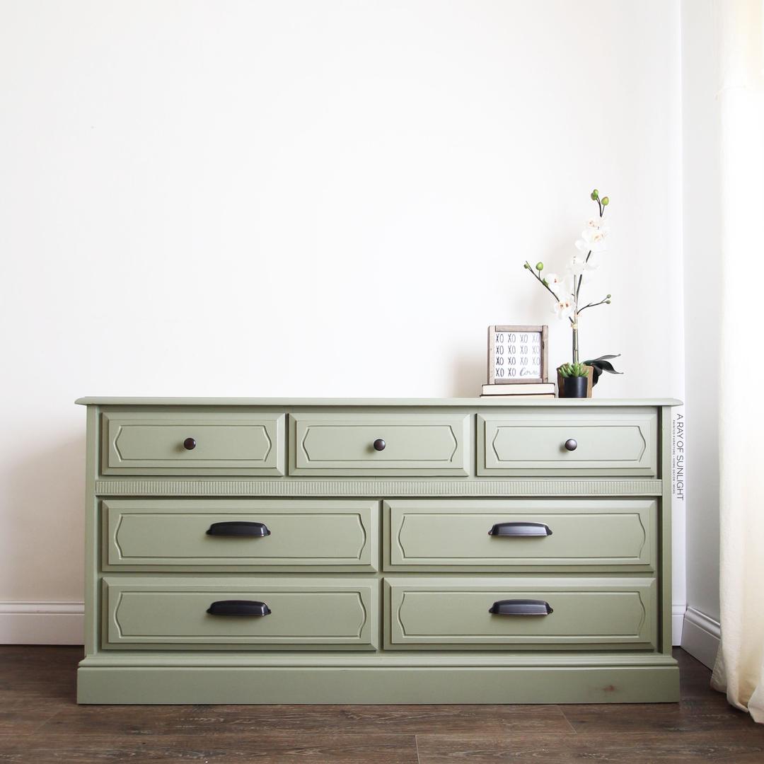 Olive Green Painted Dresser Farmhouse Decor Mid