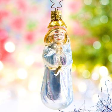 VINTAGE: 4" German Mercury Inge Glass Ornament - Girl Praying - Blown Figural Glass Ornament - Made in Germany - SKU 30-402-00033529 