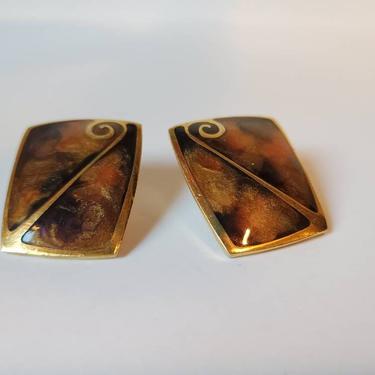 Vintage enameled earrings by Berebi, 1980's 