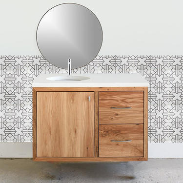 Custom 42&amp;quot; Reclaimed Wood Floating Vanity with Concrete Top for Sarah Barrett 