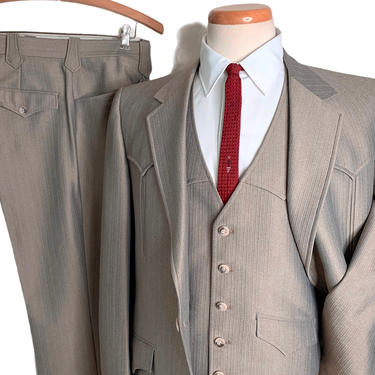Vintage DALLAS WESTERN APPAREL 3pc Suit ~ 41 R ~ Jacket / Pants / Vest ~ Cowboy / Rockabilly ~ Wedding ~ 40 Regular 