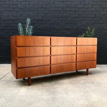 Danish Modern Teak 12-Drawer Dresser by Komfort 