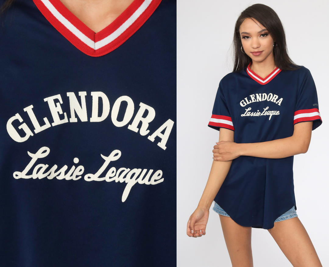 Baseball Shirt Glendora Lassie League Shirt Sports Tshirt Athletic 80s