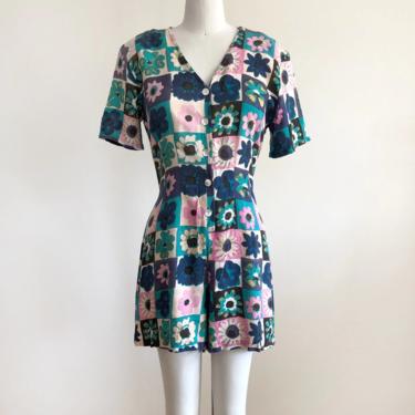 Multicolored Patchwork Floral Print Romper - 1990s 