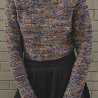 Verona Crop Knit Sweater - Beige Multi-color