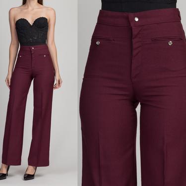 70s Levi's Purple Pearl Snap Trousers - Extra Small, 24&quot;-26&quot; | Vintage Western Straight Leg Cinched Waist Pants 