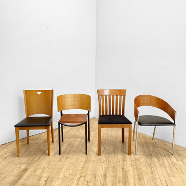 Postmodern Dining Chairs 4 Four Maple 90s Andreu World Spaghetti Chair Chrome 