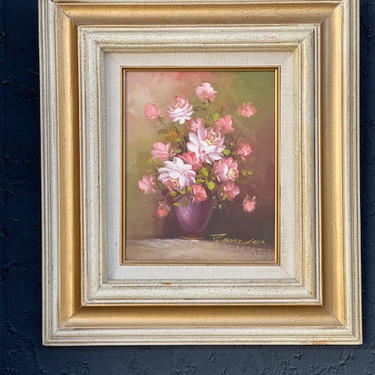 Pink Floral Mid Century Painting
