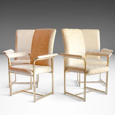 Set of Four (4) Brass Dining Chairs After Milo Baughman, c. 1970s 