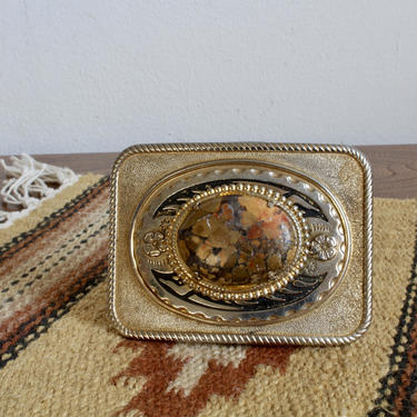 Rustic Western , Southwestern Silver and Stone Belt Buckle, Cowboy Cowgirl, Glam, Boho, Bohemian, Mexican, South American 