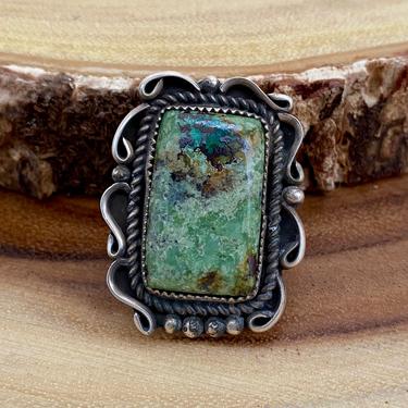 GREEN MACHINE Sterling Silver and Turquoise Ring | Green Turquoise | JB Platero | Navajo Native American Ring | Southwestern | Size 8 