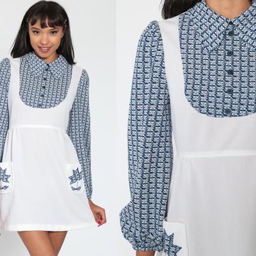 Babydoll Dress 70s Mini BIB Jumper Dress Op Art 60s Shop Exile Tucson AZ