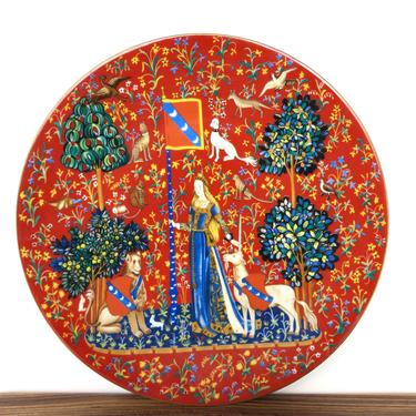 Robert Haviland & C Parlon Limoge France La Dame á la Licorne Plate, 1980 Limited Edition Porcelain Collectors Decorative Plate 