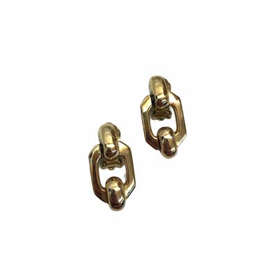 Vintage Designer Christian Dior Gold Chain Clip On Earrings 