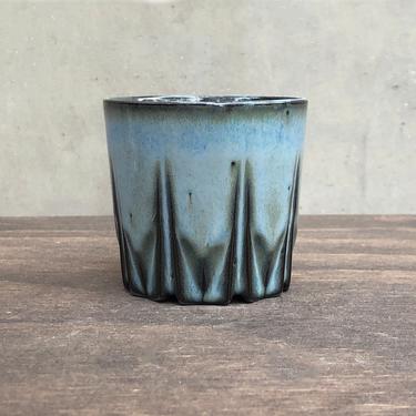 Black Porcelain Ceramic &amp;quot;Stealth&amp;quot; Cup  -  Glossy Blue with Brown/ Black Glaze 
