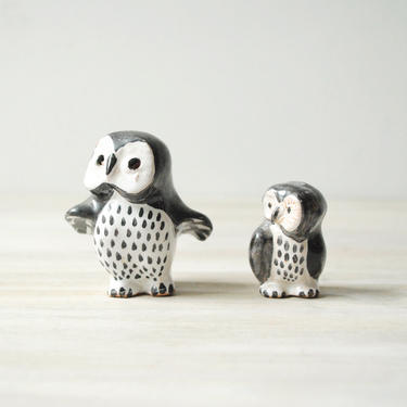 Vintage Owl Figurines, Danish Ceramic Owl Figurines, Handmade Owl Figurines, Mid Century Owl Figurines, Bird Figurines, Danish Modern Owl 