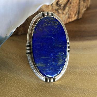 MOODY BLUES Chimney Butte Sterling Silver & Lapis Ring | Native American Navajo Jewelry | Southwestern | Size 8 