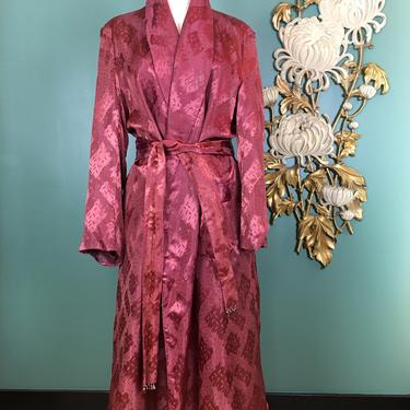 Mens Smoking Jacket Burgundy Velvet Robe Vintage Dressing Gown Housecoat  Blazer