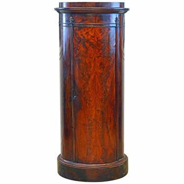 Scandinavian 19th Century Figured Flame Mahogany Oval Pedestal Cabinet