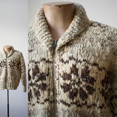 Vintage Chunky Knit Sweater / Zip Up Knit Sweater / Vintage