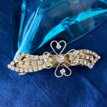 Hearts Rhinestone Bling Hair Clip, Sparkly Vintage Accessory 