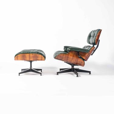 Customed Order- 3rd Gen Eames Lounge Chair and Ottoman in British Racing Green Leather 