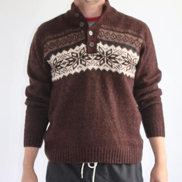 Chocolate Brown Fairisle Pullover Sweater 