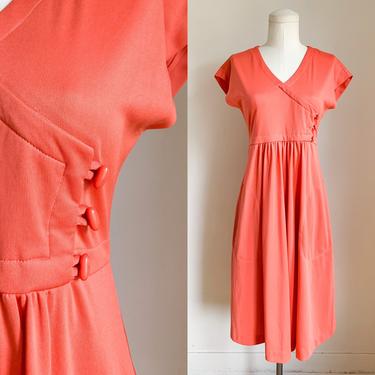 Vintage 1970s Load & Taylor Coral Day Dress / S 