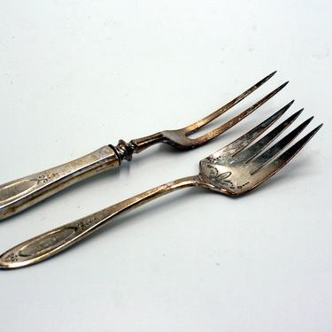 vintage silver plate serving forks/meat fork/serving fork/monogram /community plate 