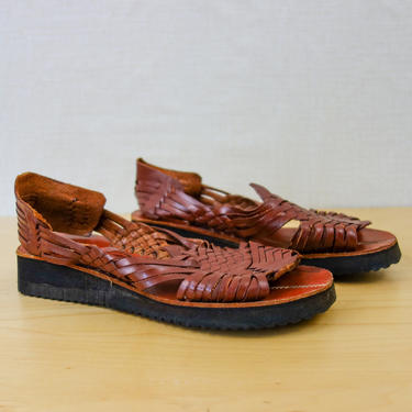 Vintage Huarache Sandals With Platform Sole Size 7 Hippie Boho