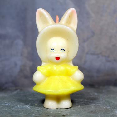 Vintage Easter Bunny Candle by Gurley - Sweet Bunny in Bonnet - 1950s Vintage Gurley Candle - For Bunny Lovers 
