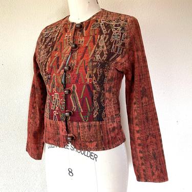 1980s Guatemalan embroidered ikat cotton jacket 