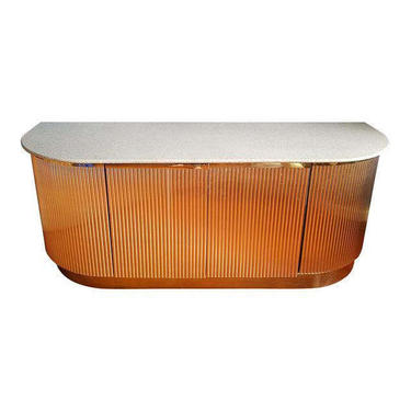 Fluted brass credenza with marble top after Karl Springer by cestlavintage18