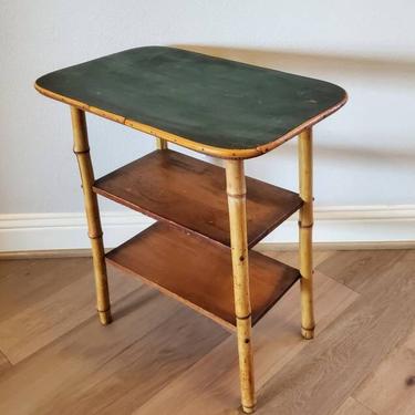 Vintage Mid-Century Tiered Bamboo Cocktail Drinks Table 