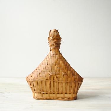 Vintage Bamboo Basket Canteen with Stopper 