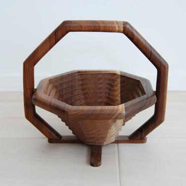 Vintage Wooden Octagon Collapsible Basket 