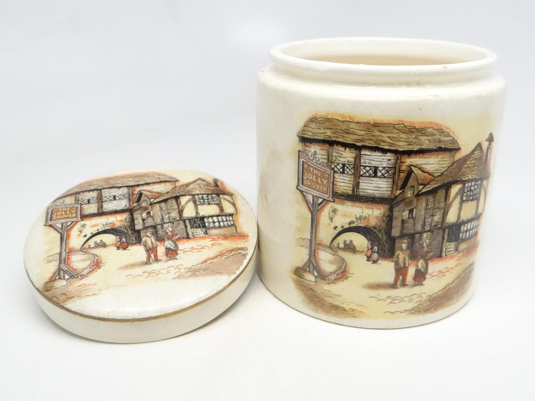 Vintage English Oxford Marmalade Jar, Antique Ironstone Transferware